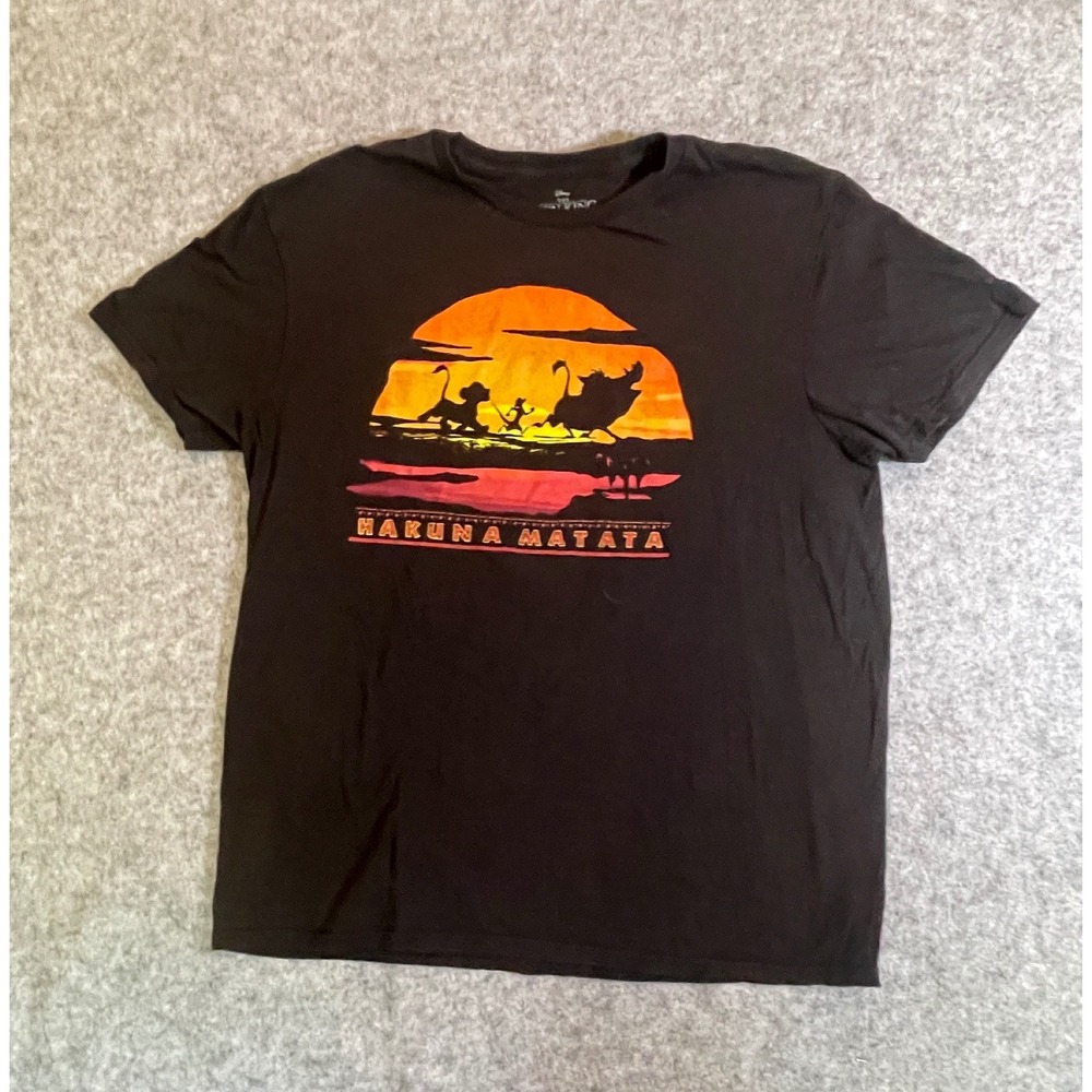 Disney The Lion King Hakuna Matata Graphic Tee Black Cotton Shirt Large